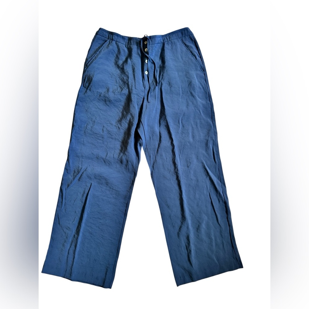 NWT ZARA Blue Lightweight Full Length Wide-Leg Pants
